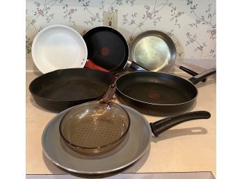 7 Frying Pans, T-fal, Cast Iron And Many Others
