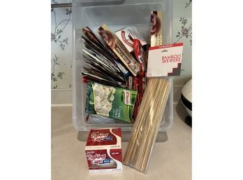 Lot Of Spice Mixes, Baking Cups, And Bamboo Skewers