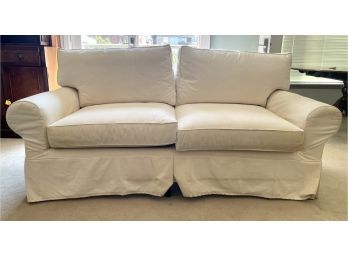 White Slipcovered Loveseat - Stanford Furniture Corp
