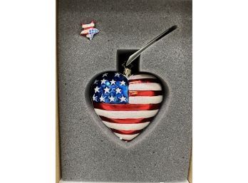 Christopher Radko American Flag Heart Ornament