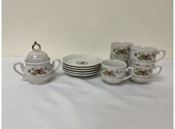 Pearlescent Teacups & Sugar Dish