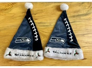 Two Seahawks Santa Hats