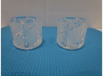 (2) MCM Frosted Crystal Votive/tealight Holders
