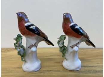 Pair Of Porcelain Hand Painted Birds Made In France