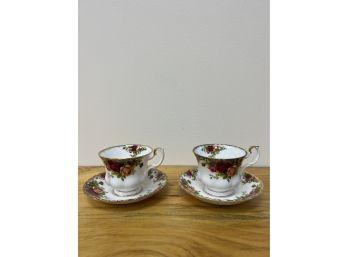 2 Royal Albert Old Country Rose Cup And Saucers
