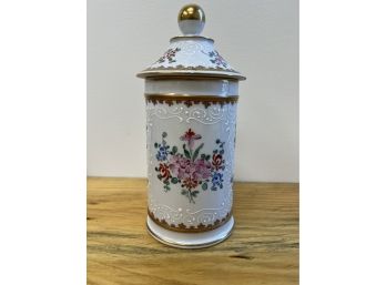 French Porcelain Apothecary Jar With Coat Of Arms