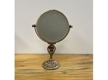 Gold Vanity Mirror 11' Tall Two Sided With Magnification