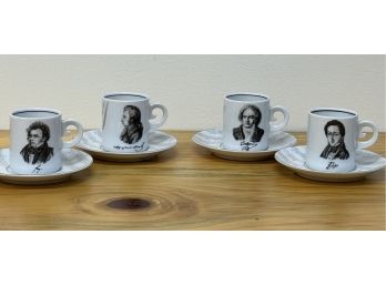 Set Of 4 Grandes  Compositores Demitasse Cups And Saucers By Spal