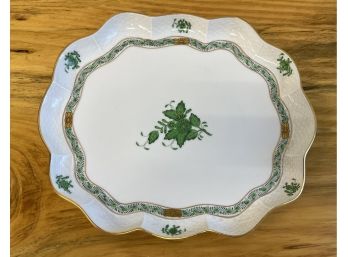 Herend Hungary Hand Painted Scalloped Tray