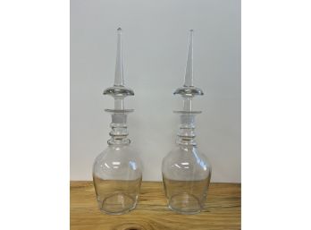 Pair Of Large Glass Decanters