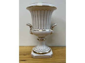 Italian With & Gold Pottery Urn/Vase