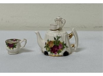 Miniature Royal Albert 'Old Country Rose' 2 Pc  Tea Set