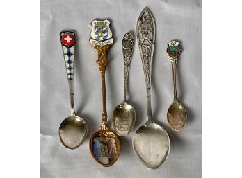 Lot Of 5 Souvenir Spoons 4 Silver Disneyland Sterling Spoon
