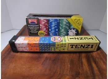 Bicycle Tournament Poker Chips W/Tray & Tenzi Game
