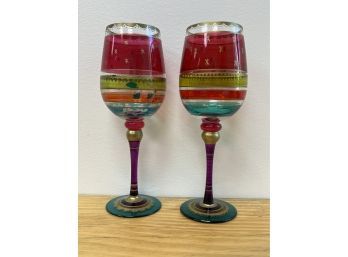 Set Of Two Colorful Stemware