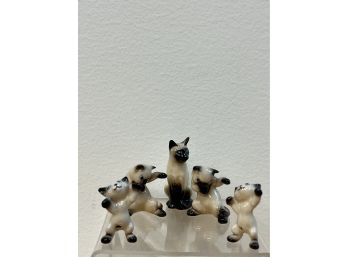 Vintage Siamese Cat Figurines Set Of 5