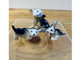 Set Of 3 Bone China Sad Dogs-Japan