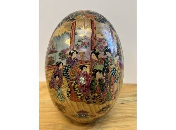 Chinese Satsuma Large Painted Egg