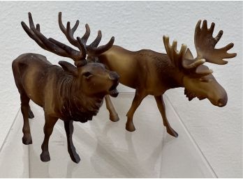 2 Figurines 1 Moose & 1 Buck Stag Deer