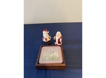 Set Of 6 Coasters And Santa Salt And Pepper Shakers