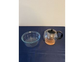 Mubod Glass Teapot And Marinex Glass Dish