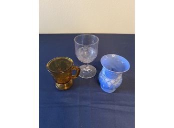 Lot Of 3  Glassware  With Writing