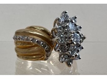 14k Gold And Diamond Cluster Ring