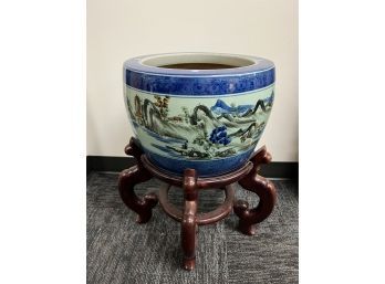 Large Asian Planter With Stand