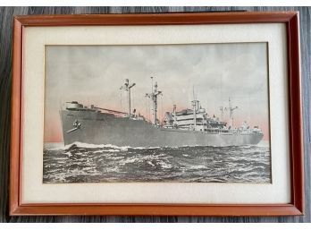 Colored Print Of Eufaula Victory Ship - Artist Unknown