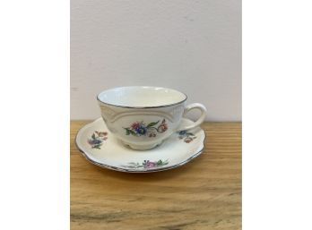 Egg Shell With Flowers No Maker Cup & Saucer