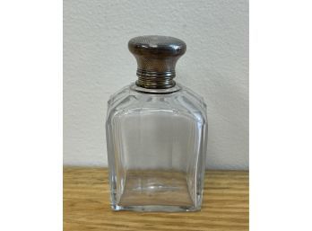 Perfume Bottle Glass, Silver-plate Top And Stopper