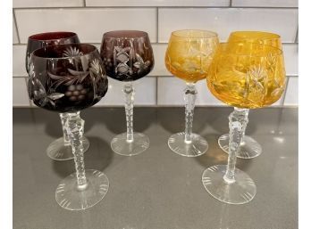 Six Crystal Color Goblets