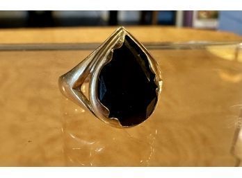 14k Gold Ring With Black Stone