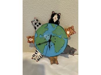 Cats Around The World Candace Reiter Ceramic Clock