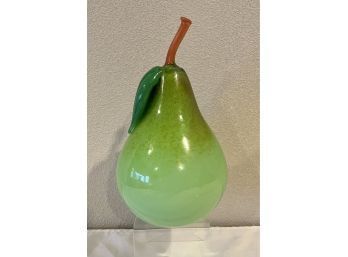 Glass Art Green Pear ~ Cliff Goodman, Signed 2004