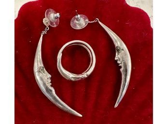 Sergio Bustamante New Moons Sterling Ring And Earrings