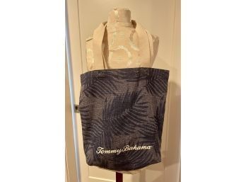 Tommy Bahama Blue Canvas Tote Bag