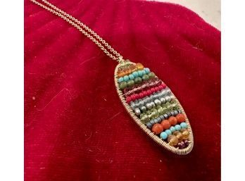 14k Necklace With Colorful Beads