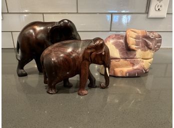 Three Elephant Figurines