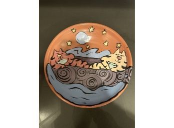 Studio Pottery Cat Bowl