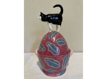 Studio Pottery By Cox Lidded Cat Container