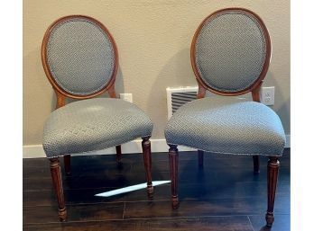 Pair Vintage Upholstered Round Back Side/Dining Chair