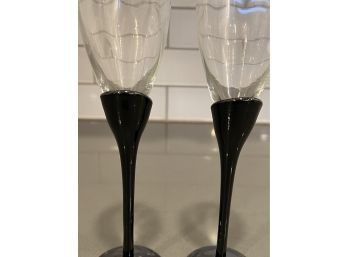 Champagne Glasses With Black Stems