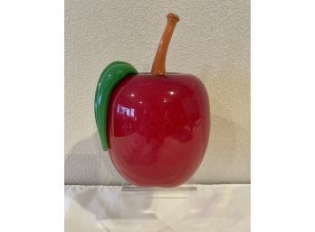 Glass Art Red Apple ~ Cliff Goodman, Signed 2004
