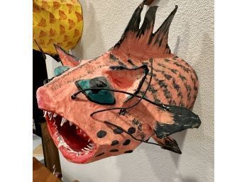 Pink Folk Art Paper Mache Fish