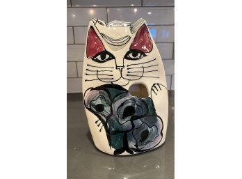 Studio Pottery Cat Vase
