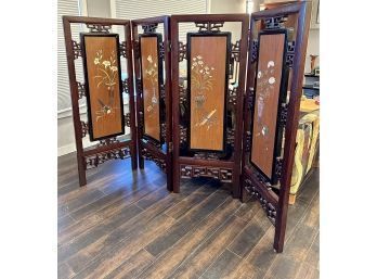 Rosewood Asian Screen With Stone Inlay