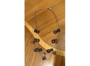 Vintage Metal And Glass Bead Necklace