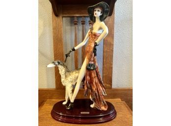 Santini Figurine: Art Deco Lady With Dog
