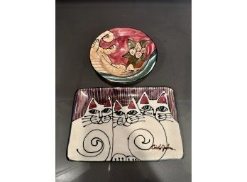 Cindy Jenkins Two Painted Cat Ceramics